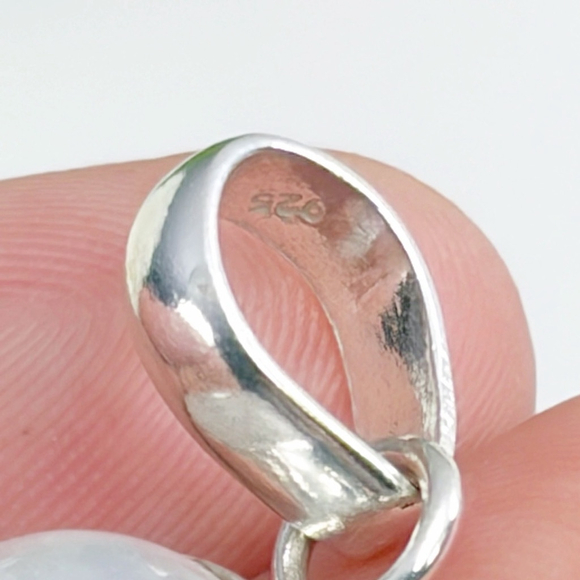 Sterling Silver 925 Rainbow Moonstone Pendant Blue Necklace Boho Southwest - Picture 10 of 11